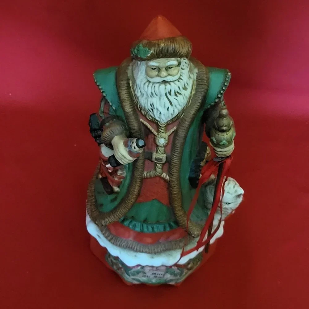 VTG Porcelain Santa Musical Plays Santa Claus Is Coming To Town Merry Ole Soul I